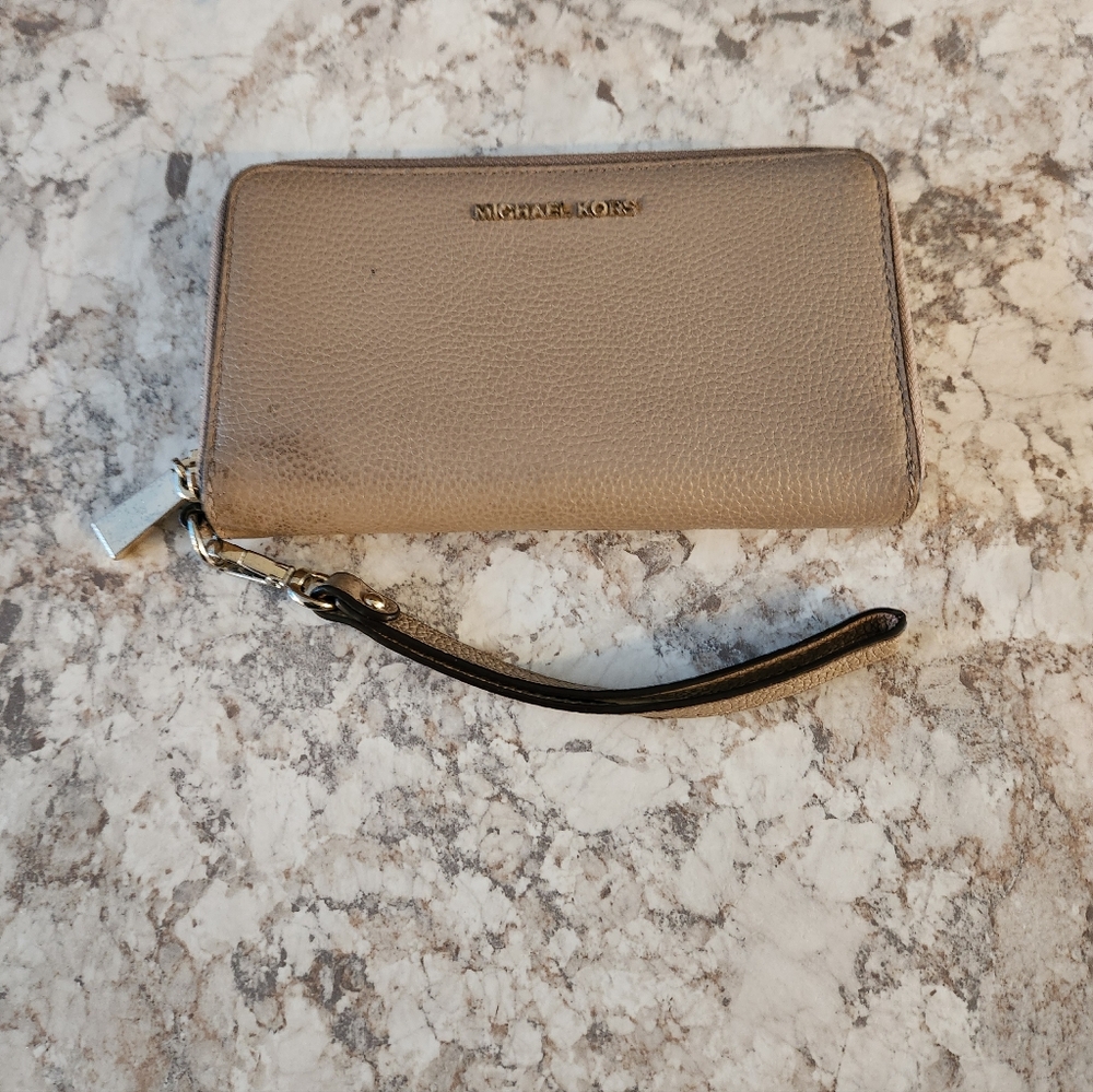 Michael Kors Taupe Wristlet Wallet